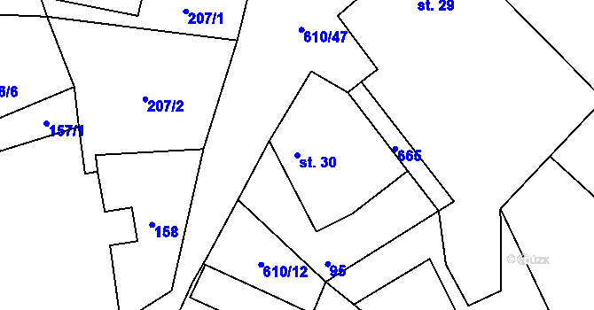 Parcela st. 30 v KÚ Hamr, Katastrální mapa