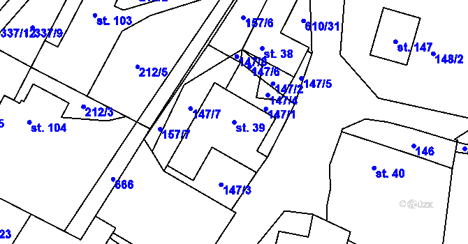 Parcela st. 39 v KÚ Hamr, Katastrální mapa
