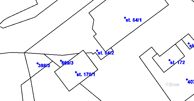 Parcela st. 54/2 v KÚ Hamr, Katastrální mapa