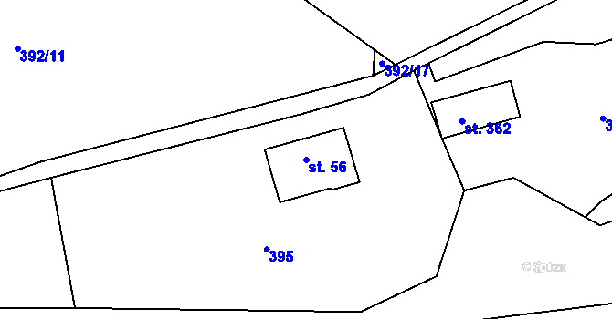 Parcela st. 56 v KÚ Hamr, Katastrální mapa