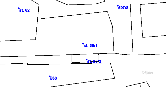 Parcela st. 60/1 v KÚ Hamr, Katastrální mapa
