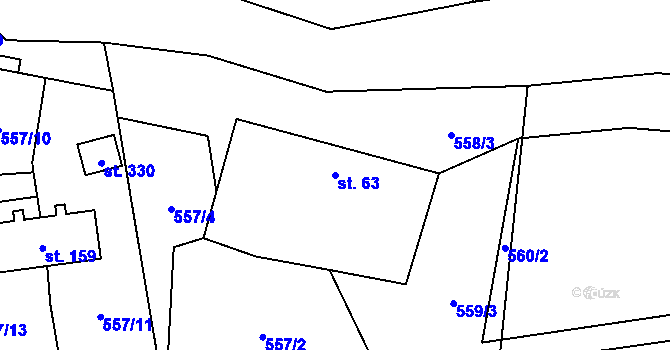 Parcela st. 63 v KÚ Hamr, Katastrální mapa