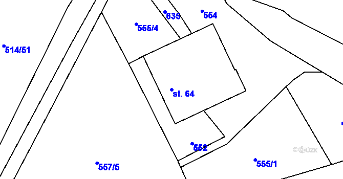Parcela st. 64 v KÚ Hamr, Katastrální mapa