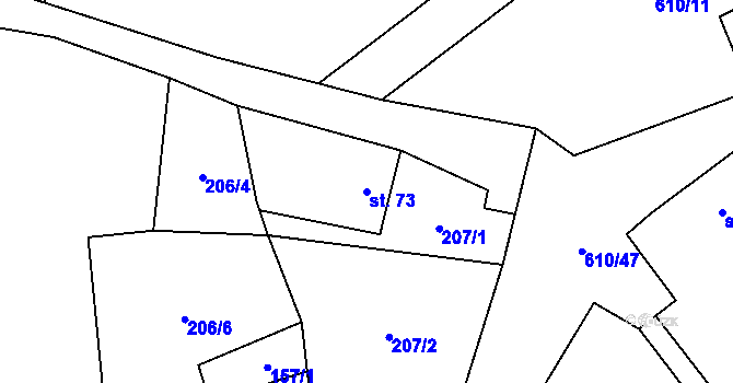 Parcela st. 73 v KÚ Hamr, Katastrální mapa