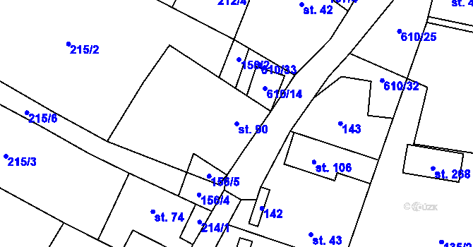 Parcela st. 90 v KÚ Hamr, Katastrální mapa