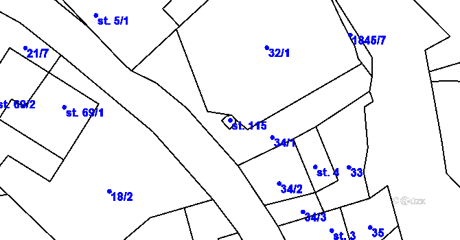 Parcela st. 115 v KÚ Hamr, Katastrální mapa