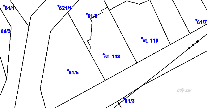 Parcela st. 118 v KÚ Hamr, Katastrální mapa