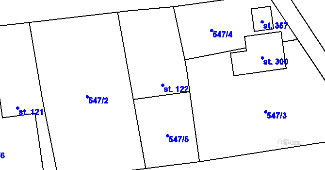 Parcela st. 122 v KÚ Hamr, Katastrální mapa