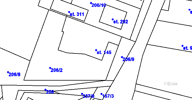 Parcela st. 145 v KÚ Hamr, Katastrální mapa