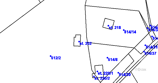 Parcela st. 202 v KÚ Hamr, Katastrální mapa
