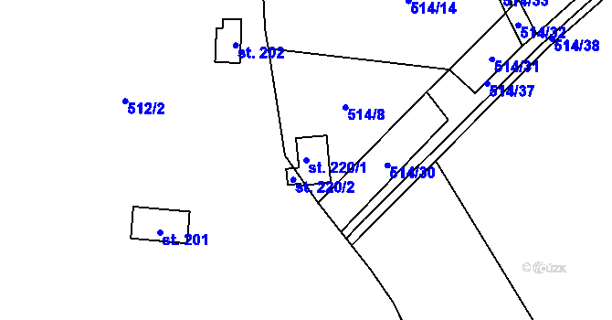 Parcela st. 220/1 v KÚ Hamr, Katastrální mapa