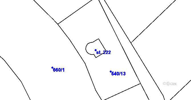 Parcela st. 222 v KÚ Hamr, Katastrální mapa