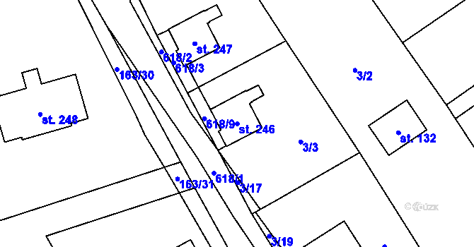 Parcela st. 246 v KÚ Hamr, Katastrální mapa