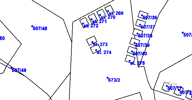 Parcela st. 274 v KÚ Hamr, Katastrální mapa