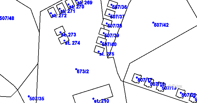 Parcela st. 275 v KÚ Hamr, Katastrální mapa