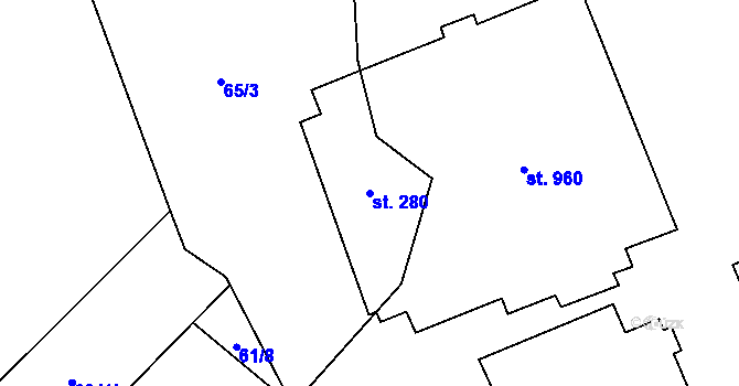 Parcela st. 280 v KÚ Hamr, Katastrální mapa