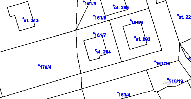 Parcela st. 284 v KÚ Hamr, Katastrální mapa
