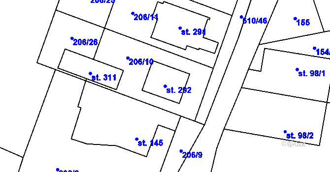 Parcela st. 292 v KÚ Hamr, Katastrální mapa