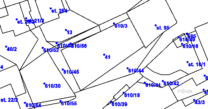 Parcela st. 41 v KÚ Hamr, Katastrální mapa