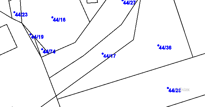 Parcela st. 44/17 v KÚ Hamr, Katastrální mapa