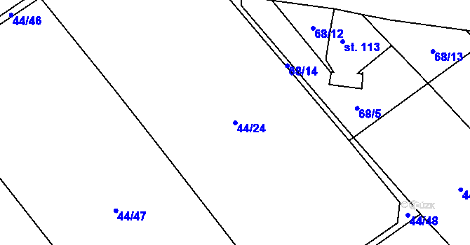 Parcela st. 44/24 v KÚ Hamr, Katastrální mapa