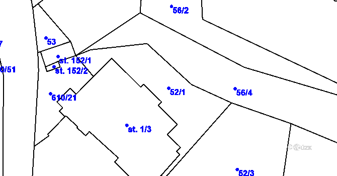 Parcela st. 52/1 v KÚ Hamr, Katastrální mapa