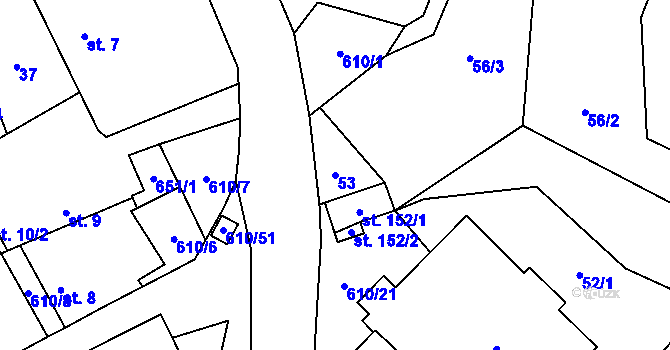 Parcela st. 53 v KÚ Hamr, Katastrální mapa