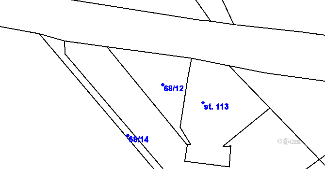 Parcela st. 68/12 v KÚ Hamr, Katastrální mapa