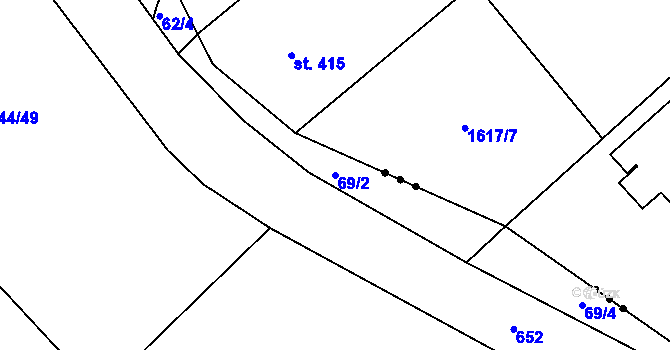 Parcela st. 69/2 v KÚ Hamr, Katastrální mapa
