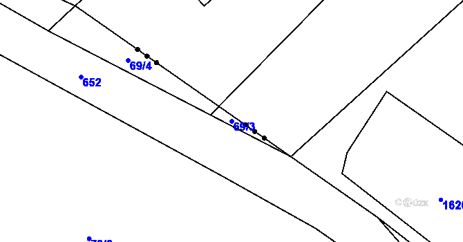 Parcela st. 69/3 v KÚ Hamr, Katastrální mapa