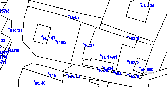 Parcela st. 152/7 v KÚ Hamr, Katastrální mapa
