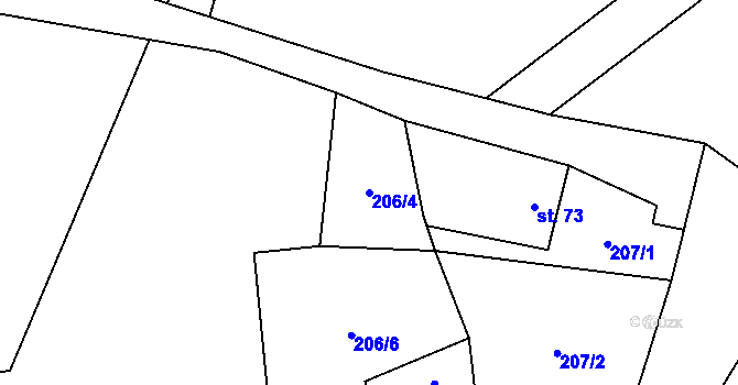 Parcela st. 206/4 v KÚ Hamr, Katastrální mapa