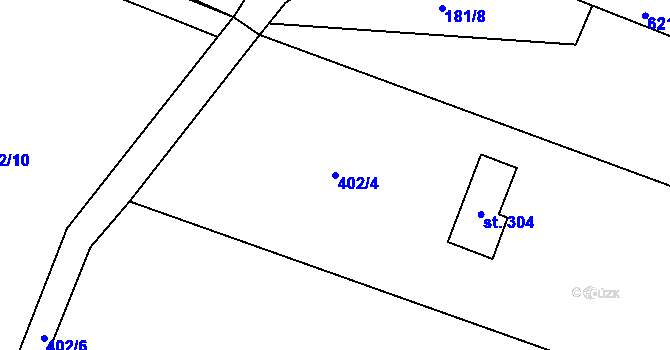 Parcela st. 402/4 v KÚ Hamr, Katastrální mapa