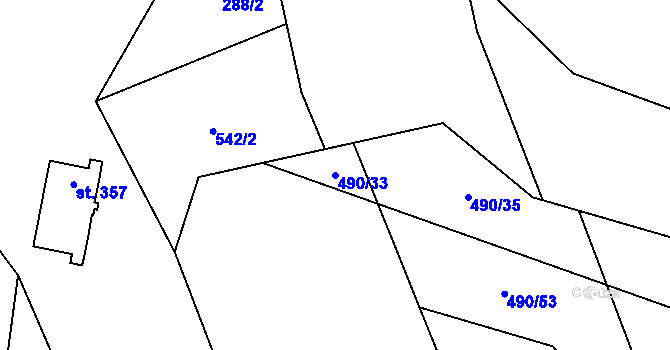 Parcela st. 490/33 v KÚ Hamr, Katastrální mapa
