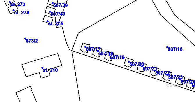 Parcela st. 507/18 v KÚ Hamr, Katastrální mapa