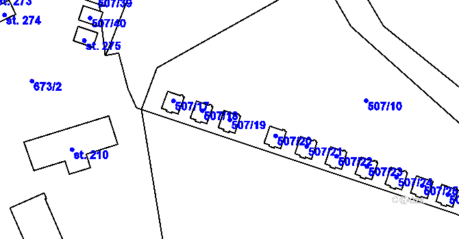 Parcela st. 507/19 v KÚ Hamr, Katastrální mapa