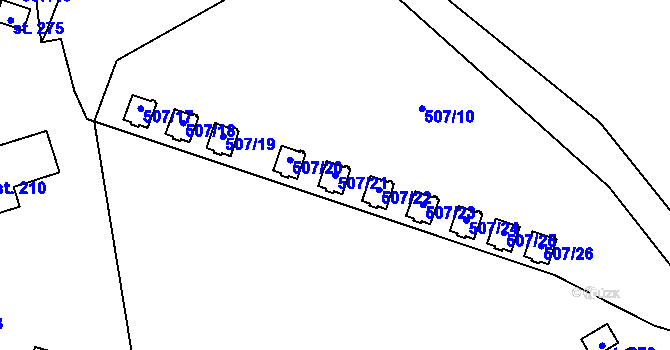 Parcela st. 507/21 v KÚ Hamr, Katastrální mapa