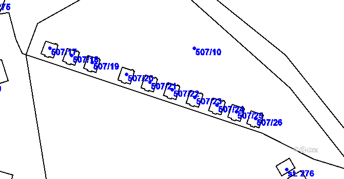 Parcela st. 507/22 v KÚ Hamr, Katastrální mapa