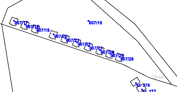 Parcela st. 507/23 v KÚ Hamr, Katastrální mapa