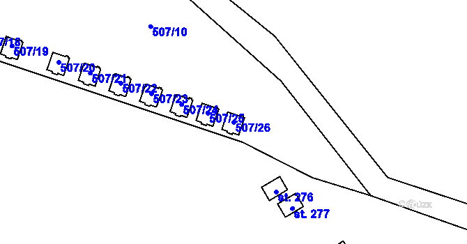 Parcela st. 507/26 v KÚ Hamr, Katastrální mapa