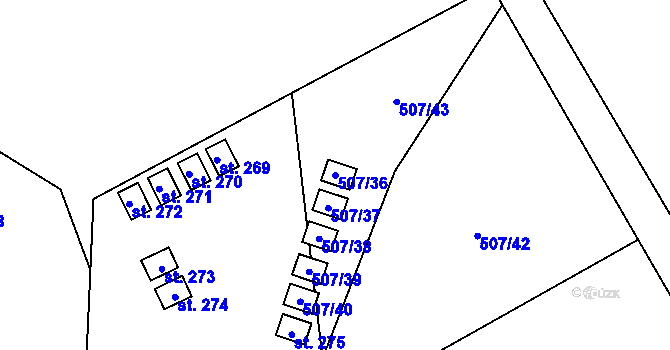 Parcela st. 507/36 v KÚ Hamr, Katastrální mapa