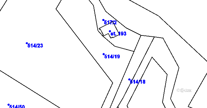 Parcela st. 514/19 v KÚ Hamr, Katastrální mapa