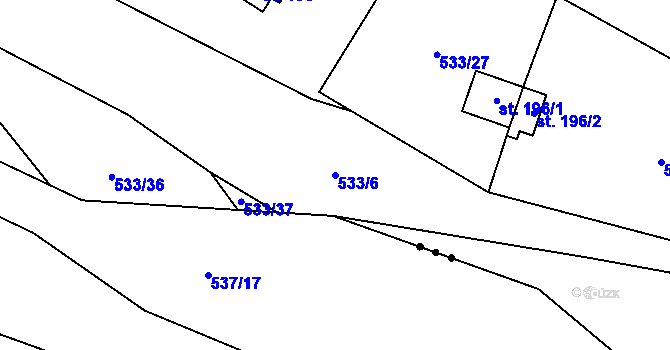 Parcela st. 533/6 v KÚ Hamr, Katastrální mapa