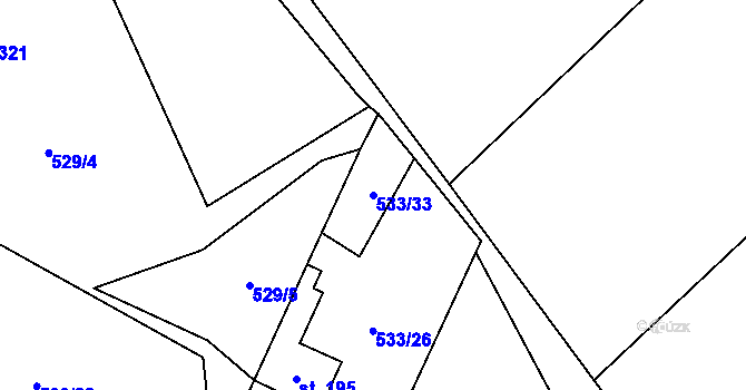 Parcela st. 533/33 v KÚ Hamr, Katastrální mapa