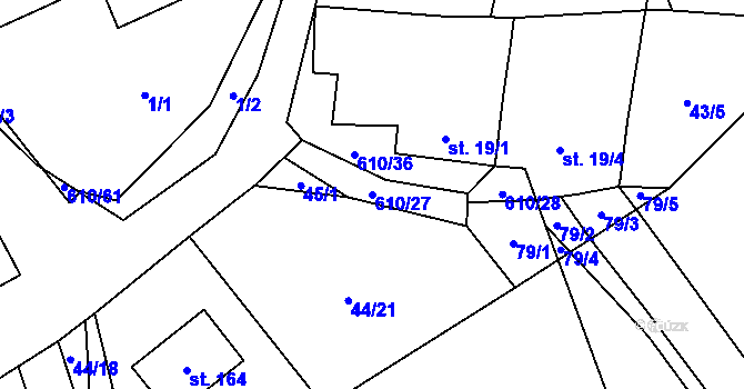 Parcela st. 610/27 v KÚ Hamr, Katastrální mapa