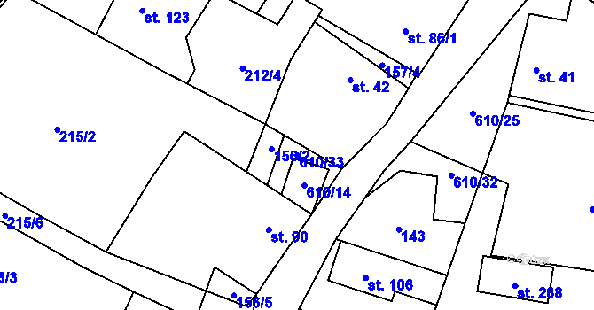 Parcela st. 610/33 v KÚ Hamr, Katastrální mapa