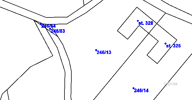 Parcela st. 246/13 v KÚ Hamr, Katastrální mapa