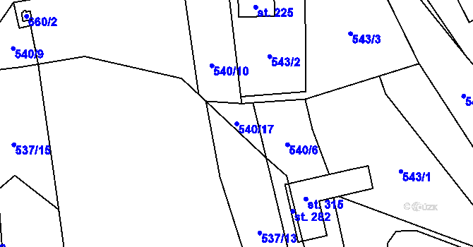 Parcela st. 540/17 v KÚ Hamr, Katastrální mapa