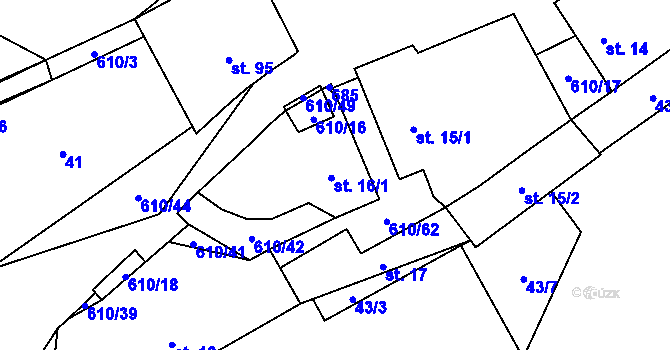 Parcela st. 16/1 v KÚ Hamr, Katastrální mapa