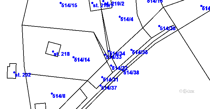 Parcela st. 514/33 v KÚ Hamr, Katastrální mapa